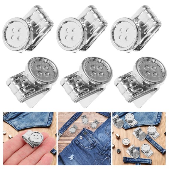 IMIKEYA 6Pcs Metal Suspender Clips Plated Silver Button Attacher for Pants Suspenders Button Replacement
