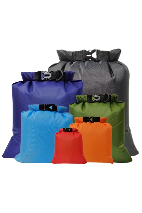 6Pcs Roll Up Waterproof Dry Bags for Drifting Clothes Protection Assorted Color