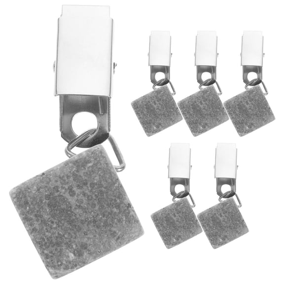 IMIKEYA Grey Stone and Iron Tablecloth Weights with Clips for Home Use 6Pcs