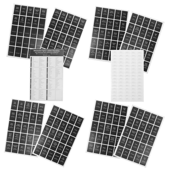 IMIKEYA 6 Sheets Black Preprinted Kitchen Label Stickers, Self-Adhesive for Spice Jars, Bottles, and Pantry Organization