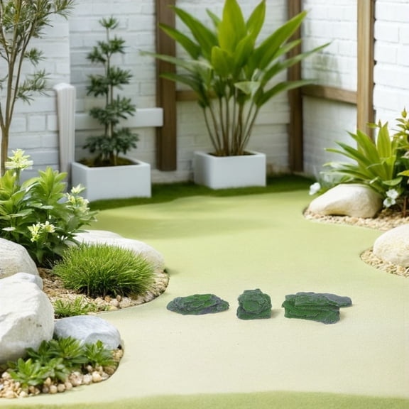 IMIKEYA Artificial Moss Stones Grey Resin for Indoor Decoration 7Pcs