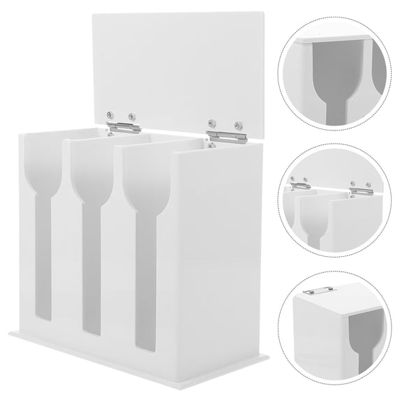 IMIKEYA Acrylic Utensil Dispenser with 3 Compartments White Spoon and Fork Organizer for Kitchen Storage
