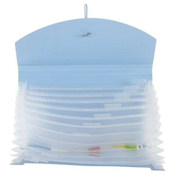 IMIKEYA Blue Paper File Organizer with Accordion Design for Receipts Bills and Document Sorting