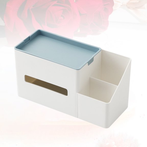 IMIKEYA Blue Plastic Home Tissue Box with Cover Decorative Tissue Holder for Living Room