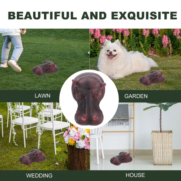 IMIKEYA Brown Resin Floating Hippo Figurine Realistic Pond and Garden Decoration for Aquarium and Outdoor Display