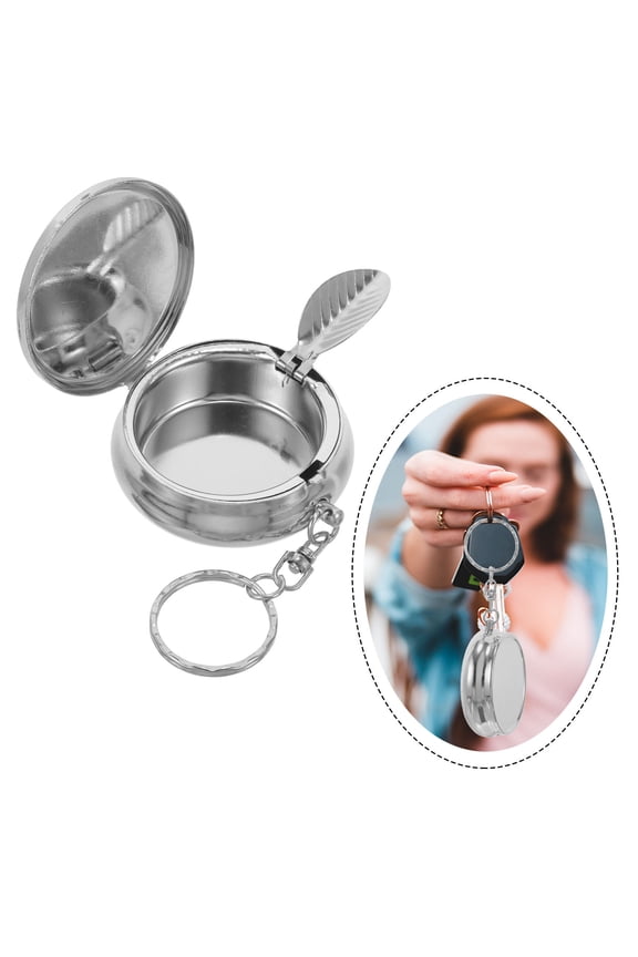 Case Small Ashtray Keychain Attachment for Smokers 1Set
