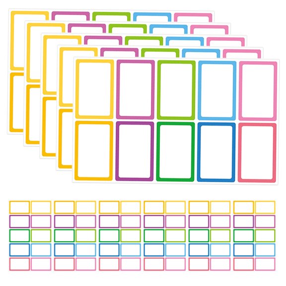 IMIKEYA Colored Border Name Labels for Transport Adhesive Sticker Sheets Smooth Writing Surface