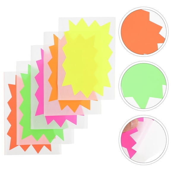 IMIKEYA Multi-Color Fluorescent Explosion Pattern Label Stickers for Decorative Use and Craft Projects