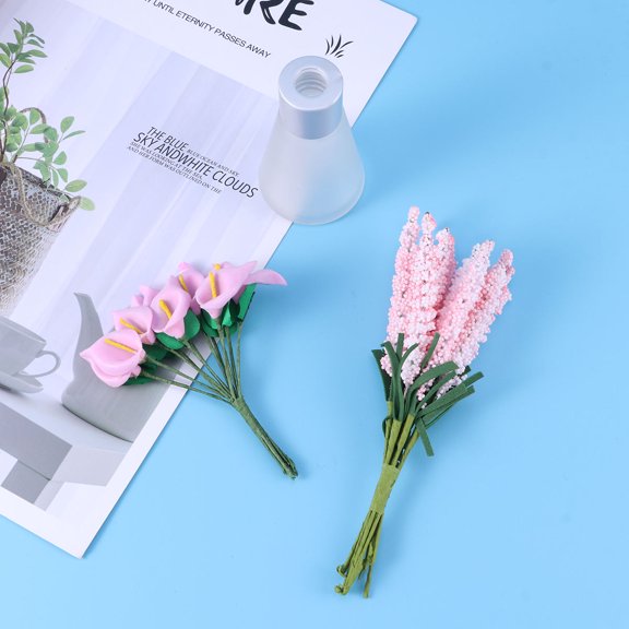 IMIKEYA Decorative Fake Flowers Calla Lily Bouquet Pink 2Set for Home Decoration Party Wedding Style