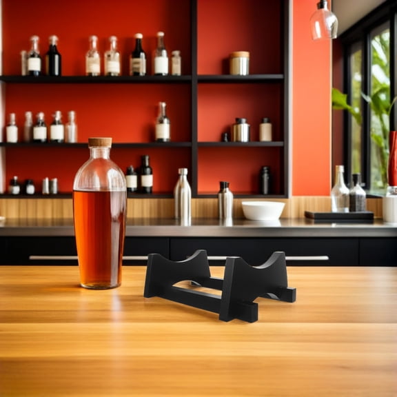 IMIKEYA Floor Standing Wine Barrel Rack with Black Wood Base for Home Beverage Storage