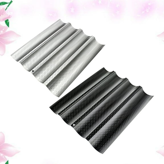 IMIKEYA French Bread Baking Pan with Nonstick Coating 4 Well Loaf Mold for Kitchen Use