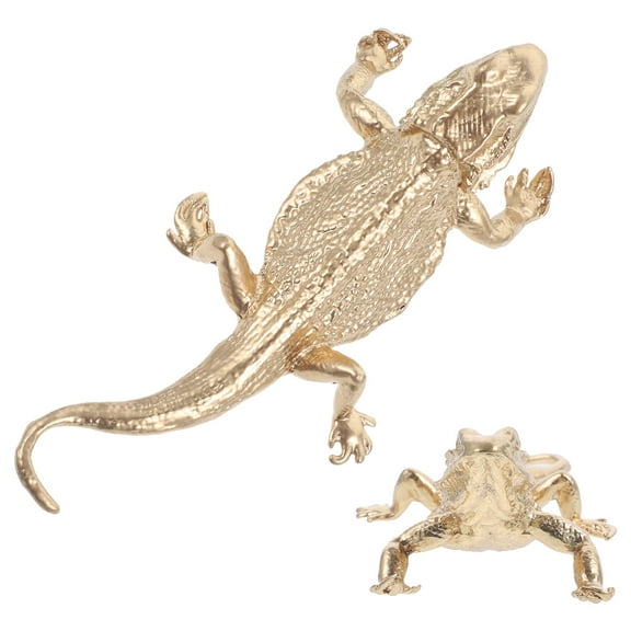 Supvox Premium Golden Metal Lizard Statue, Lightweight Reptile Craft for Table