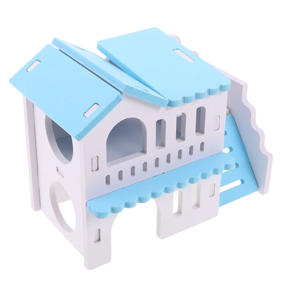 IMIKEYA Wooden Hamster Hideaway House, Double-Layer Villa Bed for Small Pets, Cozy Cage Accessory for Hamsters and Mice