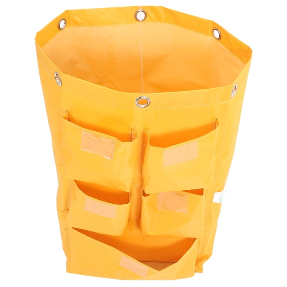 IMIKEYA Housekeeping Cart Bag Yellow Strong Cloth Janitorial Bag for Cleaning Tools and Trash