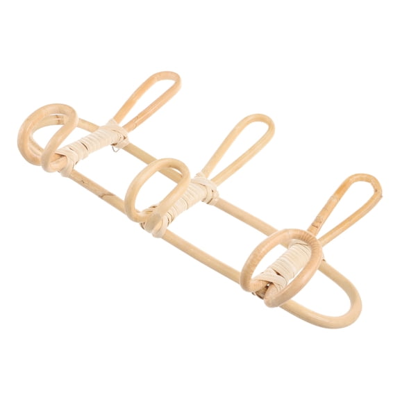 IMIKEYA Khaki Rattan Wall Hooks Rack Woven Bathroom Towel Hanger for Home Storage and Organization