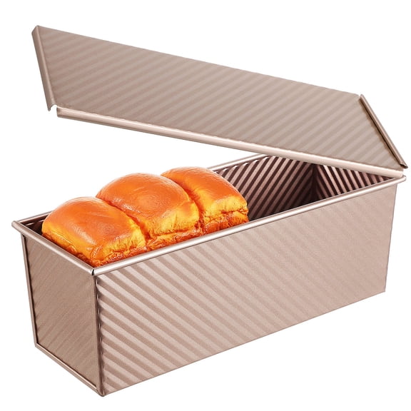 IMIKEYA Large Bread Box Metal Loaf Pan with Lid Non Stick Carbon Steel Baking Mold for Kitchen Use