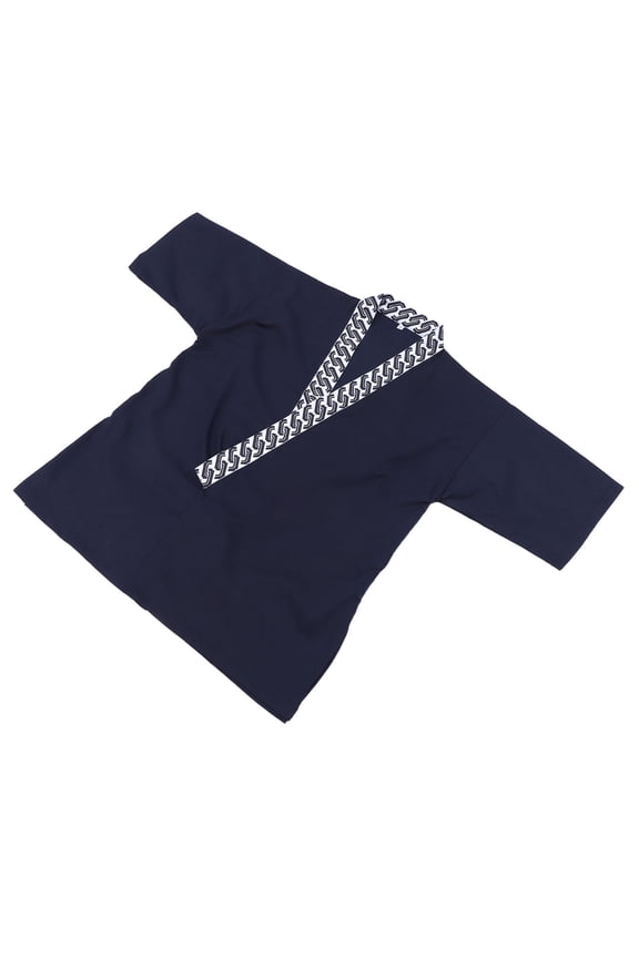 Loose Fit Blue Japanese Cook Uniform Jacket for Professional Culinary Settings