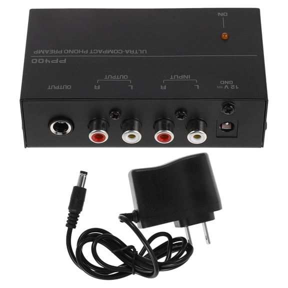 IMIKEYA Metal Phono Pre Amplifier for Record Player with Headphone Jack and Space Saving Design
