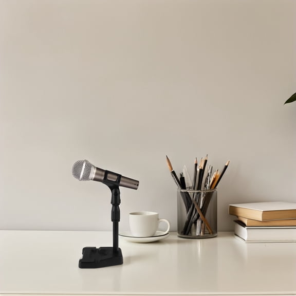IMIKEYA Black Metal Microphone Table Stand with 360 Rotation for Home Studio Recording and Live Streaming Setup