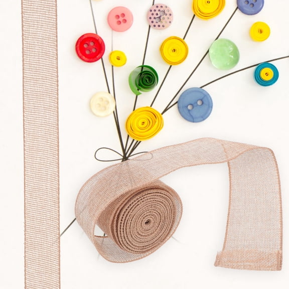 IMIKEYA Natural Jute Fiber Burlap Ribbon for Wrapping and DIY Craft Projects Light Brown Home Use