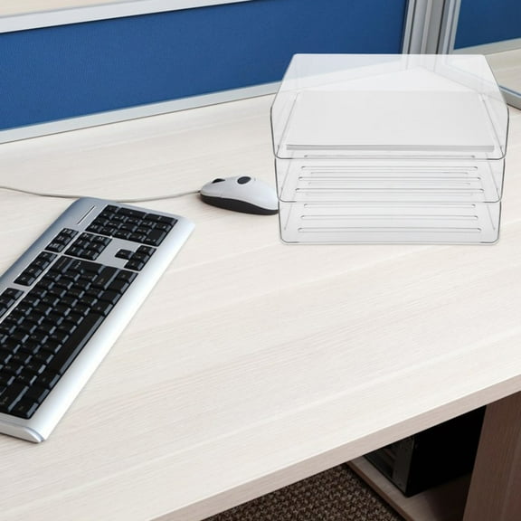 IMIKEYA Transparent 3 Tier Desk Organizer Pet Document Storage Clear Tray