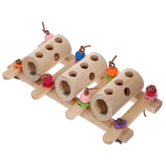 IMIKEYA Wooden Bird Treats Storage Bucket for Parrot Cage Accessories