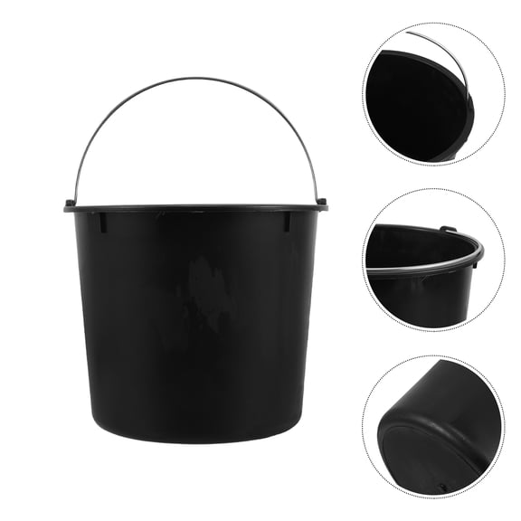 IMIKEYA Plastic Utility Bucket with Handle Black for Convenient Trash Bag Replacement
