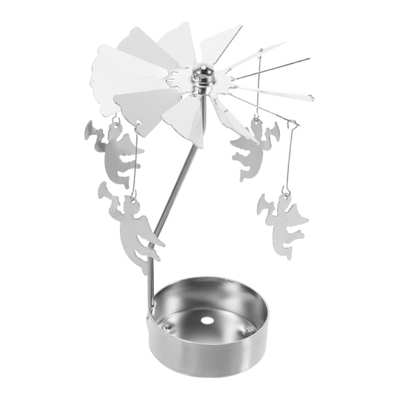 IMIKEYA Rotating Carousel Candle Holder, Plated Silver Metal, Unique Design, Romantic Home Decor