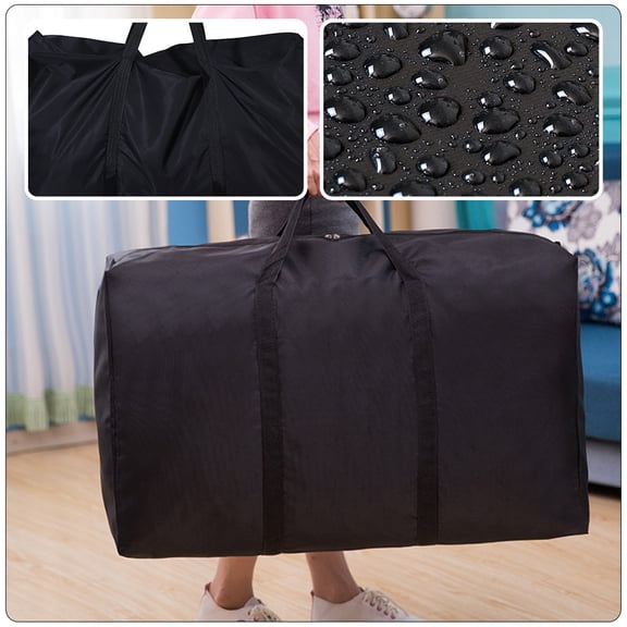 IMIKEYA Portable Black Oxford Cloth Luggage Bag with Zipper Comfortable Storage for Clothes and Bedding