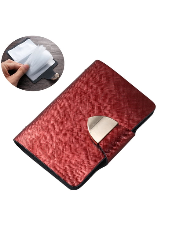 Red Credit Holder Wallet for Id Cards and Coins Durable Travel Accessory