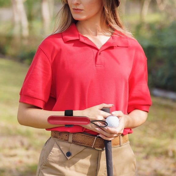 IMIKEYA Golf Arm Support with Wrist Brace, Red Blended Fabric for Comfortable Fit, 1 Set Golfers Elbow