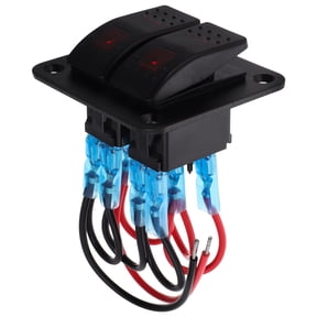IMIKEYA Waterproof Aluminum Marine Switch Panel with 2 Gang Red LED Rocker for Boat and Car
