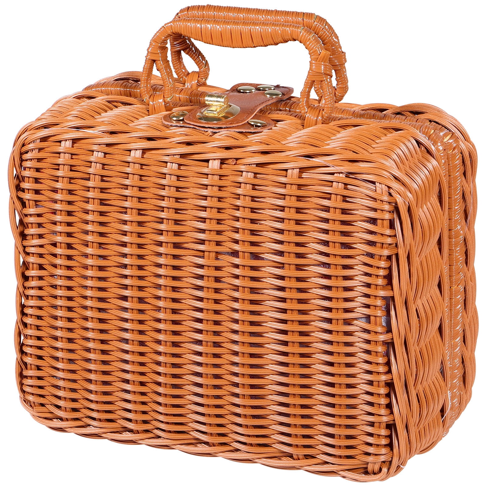 IMIKEYA Retro Woven Suitcase Picnic Basket Rattan Storage Box Travel
