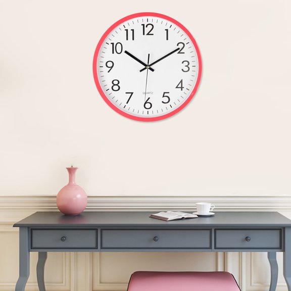 IMIKEYA Silent Red Wall Clock Minimalist Vintage Design Quiet Accurate Timekeeper