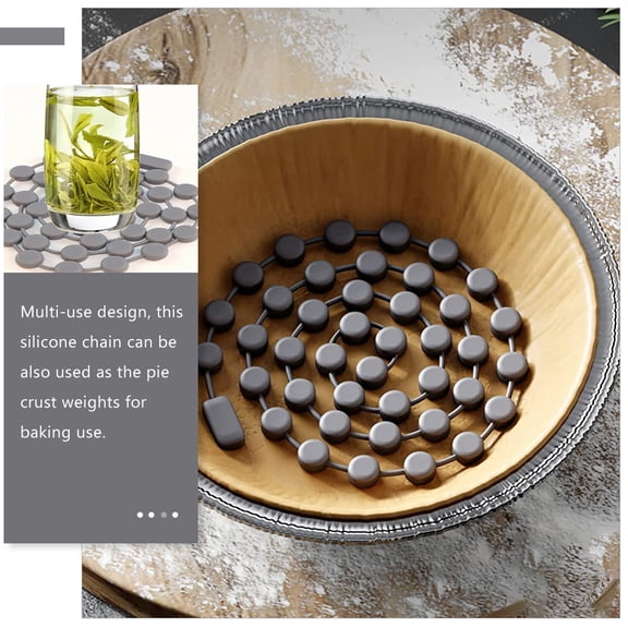 IMIKEYA Silicone Pot Mat Grey Multi Use Pot Holder Coaster and Pie Crust Weights for Home Kitchen