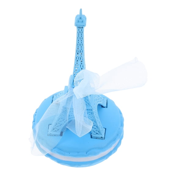 IMIKEYA Sky Blue Eiffel Tower Figurine with Artistic Macaron Base for Living Room Accent