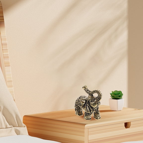Supvox Brass Elephant Statue Golden Decorative Adornment for Indoor Desktop Imikeya