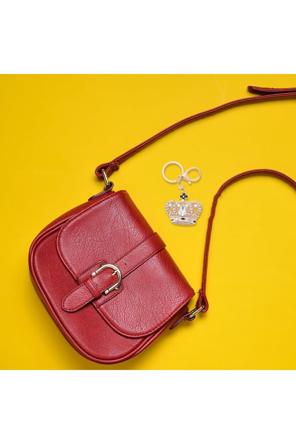 Sparkly Crown Pendant Keychain for Decoration Purse Bag Key Ring Lightweight Design