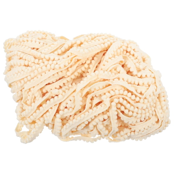 IMIKEYA Tassel Garland Ribbon Pompom Trim Polyester Fringe Ribbon for Home Decor Items Beige 1Pack