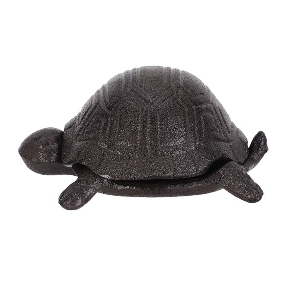 IMIKEYA Cast Iron Turtle Hide-A-Key Holder Rustic Dark Brown Garden Decor Storage Box for Outdoor Key Security