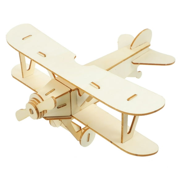 IMIKEYA Vintage Wood Airplane Model DIY Design Light Brown 1 Set