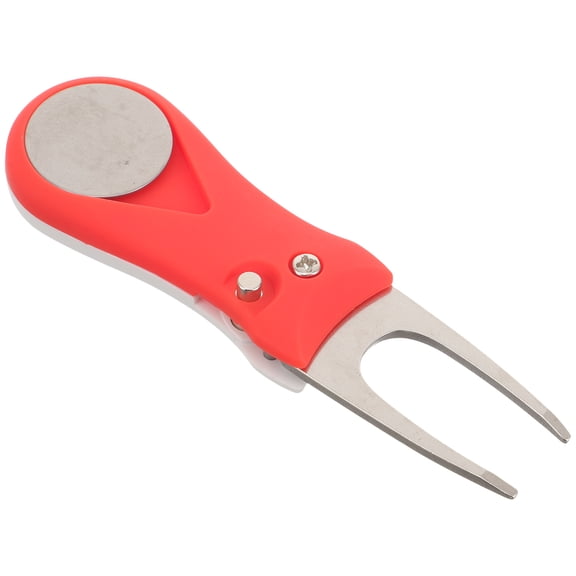 IMIKEYA Watermelon Red Golf Divot Fork and Ball Marker Tool with Durable Metal Construction for Garden Use
