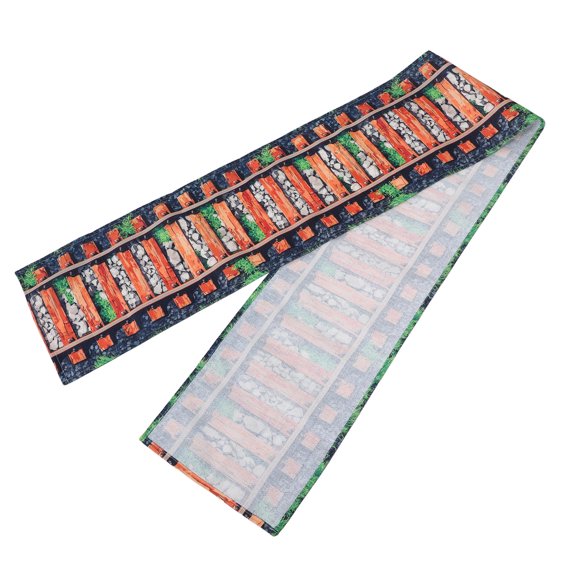 IMIKEYA Western Party Table Runner with Train Tracks Design for Home and Event Decor