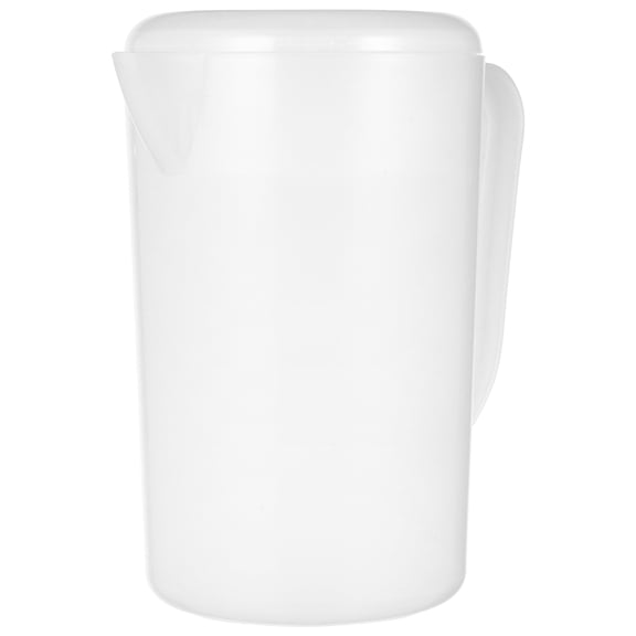 IMIKEYA White Plastic Pitcher with Lid Large Capacity Beverage Jug for Home Use with Handle and Scale Mark