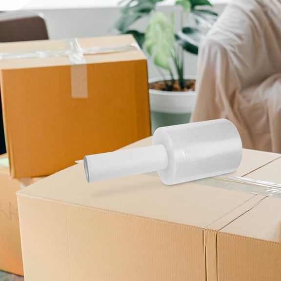 IMIKEYA White Pe Stretch Wrap Roll with Handle for Easy Luggage Packing