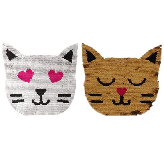 IMIKEYA Cat Shaped Reversible Sequin Repair Patch for Shirts and Jackets