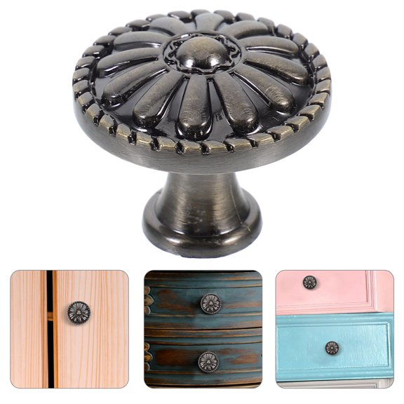 IMIKEYA Zinc Alloy Door Pull Handle Vintage Dark Brown Cabinet Knob Durable Round Singlehole