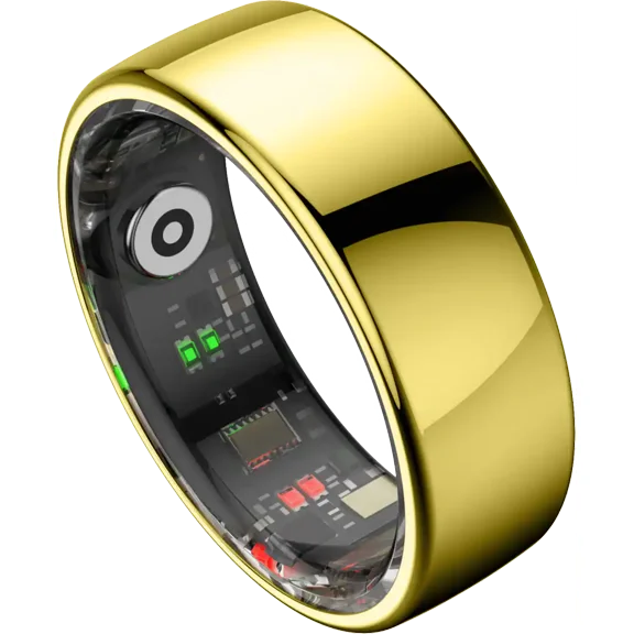 IMIKI Smart Ring with App, 5ATM Waterproof Fitness Tracker with Heart Rate, Blood Oxygen, Sleep Monitoring, Activity Tracking, Gesture Camera Control, Gold, Size 12