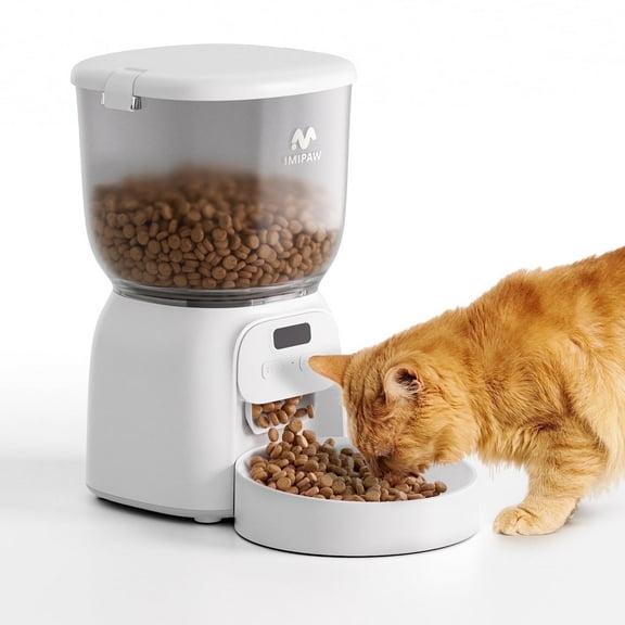 IMIPAW Automatic Cat Feeder 4L – Programmable Pet Food Dispenser with LCD Display, Up to 6 Meals/Day, Dual Power Supply (Adapter & Batteries), Suitable for Cats, Dogs & Rabbits