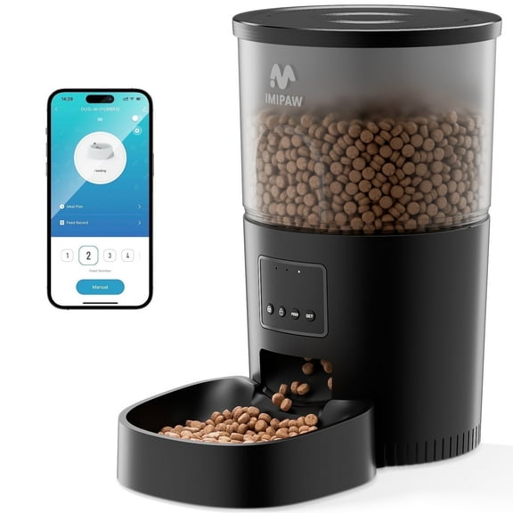 IMIPAW WiFi Automatic Cat Feeder 3L Smart Pet Food Dispenser with Timer, App Control, 180-Day Battery Life, 2.4GHz WiFi Only